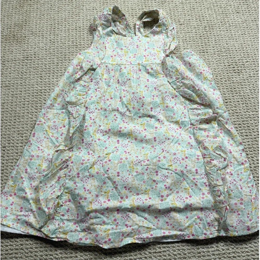 Shabby Chic Dress Girls Size 6 Spring Sundress Bunny Rabbit Floral Whimsical - Picture 1 of 7